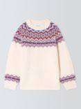 John Lewis Kids' Fair Isle Sparkle Knit Jumper, Cream