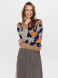 Numph Nugrit Wool Blend Jumper, Grey Melange/Multi