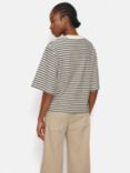 Jigsaw Textured Stripe Organic Cotton Top, Cream/Navy