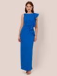 Adrianna Papell Knit Crepe Rufle Maxi Dress, Cool Cobalt