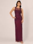 Adrianna Papell Beaded Column Maxi Dress, Cassis