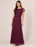 Adrianna Papell Studio Beaded Blouson Sleeve Maxi Dress