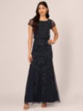 Adrianna Papell Studio Beaded Blouson Sleeve Maxi Dress, Midnight