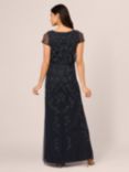 Adrianna Papell Studio Beaded Blouson Sleeve Maxi Dress, Midnight