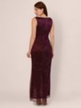 Adrianna Papell Metallic Mesh Cascade Maxi Dress, Burgundy/Gold