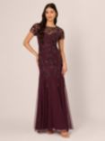 Adrianna Papell Beaded Godet Maxi Dress, Deep Amethyst