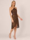 Adrianna by Adrianna Papell Foil Lace Halter Dress, Bronze