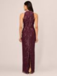 Adrianna Papell Bead Drape Halterneck Maxi Dress, Deep Amethyst