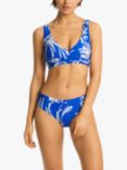 Sea Level Tradewind X Front Bikini Top, Cobalt/White