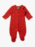 Little Green Radicals Baby Star Organic Cotton Waffle Sleepsuit, Hazelnut Stars