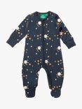 Little Green Radicals Baby Moon Zip Babygrow, Blue/Multi