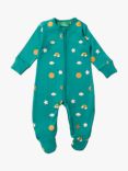 Little Green Radicals Baby Skies Zip Babygrow, Turquoise Skies