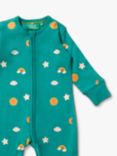 Little Green Radicals Baby Skies Zip Babygrow, Turquoise Skies