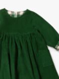 Little Green Radicals Kids' Organic Cotton Corduroy Reversible Pocket Dress, Green Hazelnut Check