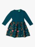 Little Green Radicals Baby Forest Long Sleeve Dress, Dark Green