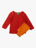 Little Green Radicals Baby Star Organic Cotton Waffle T-Shirt & Joggers Set, Hazelnut Stars