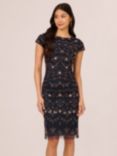 Adrianna Papell Studio Bead Sheath Dress, Navy/Rose Gold