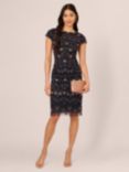 Adrianna Papell Studio Bead Sheath Dress, Navy/Rose Gold