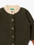 Little Green Radicals Baby Colour Block Knit Cardigan, Fern Green