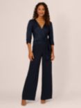 Adrianna Papell Satin Crepe Jumpsuit, Dark Navy