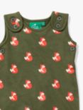 Little Green Radicals Baby Little Fox Dungarees, Green/Multi