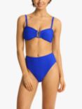 Sea Level Honeycomb U Bar Bandeau Bikini Top, Cobalt