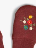 Little Green Radicals Kids' Knit Mitts, Hazelnut Embroidered