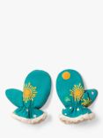 Little Green Radicals Baby Sun Star Mittens, Blue Turquoise