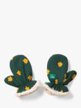 Little Green Radicals Baby Leaves Sherpa Mittens, Dark Green