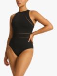 Sea Level High Neck Swimsuit, Black