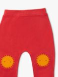 Little Green Radicals Kids' Sun Patch Organic Cotton Joggers, Soft Red Stripes