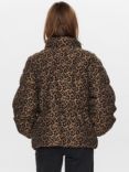 Numph Lona Leopard Print Quilted Jacket, Caviar