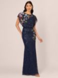 Adrianna Papell Beaded Mermaid Maxi Dress, Midnight/Multi