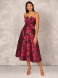 Aidan Mattox by Adrianna Papell Floral Jacquard Midi Dress, Shiraz/Multi