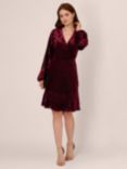 Adrianna Papell Velvet Burnout Dress, Burgundy/Black