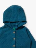 Little Green Radicals Baby Hood Knit Cardigan, Teal