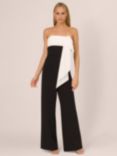 Adrianna by Adrianna Papell Knit Crepe Strapless Jumpsuit, Black/White