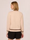 Adrianna Papell Bow Tie Neck Contrast Tipped Sweater, Blush/Multi