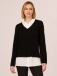 Adrianna Papell Ottoman Stitch Jumper, Black/Ivory