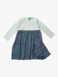 Little Green Radicals Baby Flowers Long Sleeve Dress, Blue/Multi