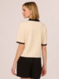 Adrianna Papell Button Front Short Sleeve Sweater, Cream/Black