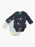 Little Green Radicals Baby Moon Organic Cotton Bodysuit, Pack of 2, Over The Moon