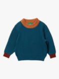 Little Green Radicals Baby Colour Block Knit Jumper, Teal