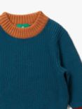 Little Green Radicals Baby Colour Block Knit Jumper, Teal