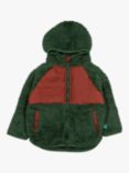 Little Green Radicals Kids' Hooded Zip Up Recycled Fleece Jacket, Olive