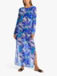 Sea Level Cascade Floral Mesh Maxi Dress, Cobalt/Multi