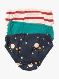 Little Green Radicals Kids' Moons Organic Cotton Briefs, Pack of 3, Over The Moon