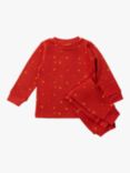 Little Green Radicals Kids' Star Organic Cotton Waffle Pyjama Set, Hazelnut Stars