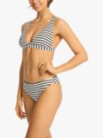 Sea Level Amalfi Longline Triangle Bikini Top, White/Black