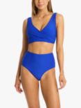 Sea Level Honeycomb Textured High Waist Bikini Bottoms, Cobalt